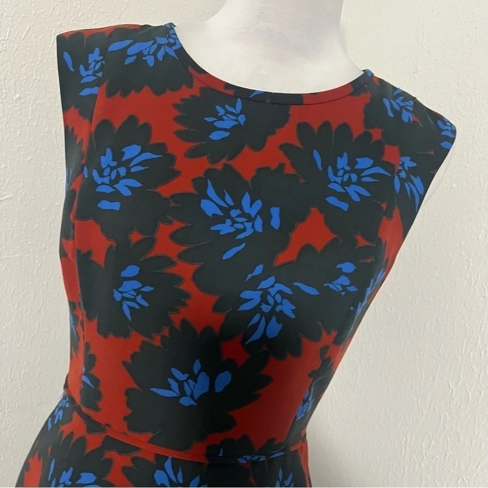J Crew Women’s Size 6 Sleeveless Lined Floral Mini Dress - Maroon and Blue EUC